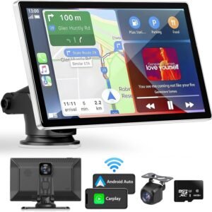 9"" Wireless Apple Carplay & Android Auto 4K Dash Cam 1080p Backup Camera