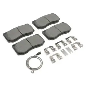 Low-Steel / Ceramic Brake Pad Set D1564 (Front) with Shim & Sensor — ECE R90, E-mark